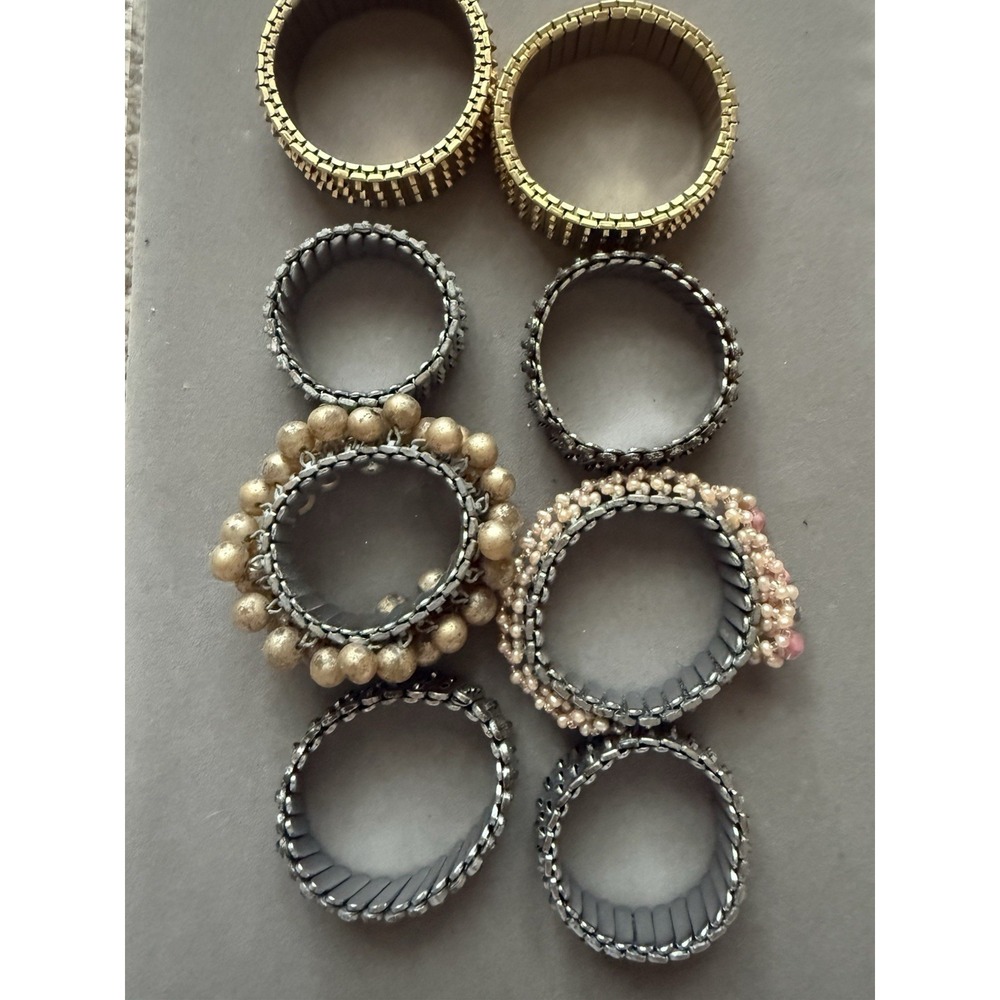 Vintage Metal Expandable Shaker Bracelet Bands Supplies - Lot Of 8